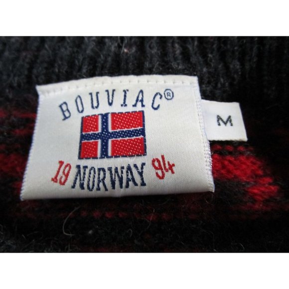 Bouviac Norway Fair Isle Oversize Unisex Sweater Medium EUC Wool Red Charcoal - Picture 4 of 16